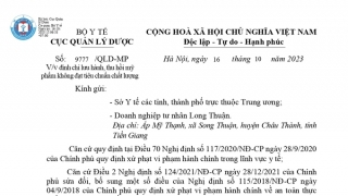 Đình chỉ lưu hành, thu hồi mỹ phẩm Tinh dầu hoa bưởi không đạt tiêu chuẩn chất lượng của Doanh nghiệp tư nhân Long Thuận