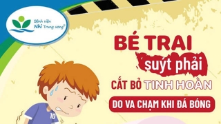 Điều trị cho bé trai 13 tuổi bị chấn thương tinh hoàn sau khi va chạm với bạn trong khi chơi bóng đá