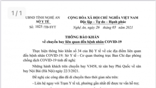 Nghệ An: Ban hành thông báo khẩn tìm những công dân có liên quan đến chuyến bay VJ458