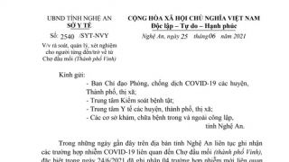 Nghệ An: Khẩn trương lấy mẫu xét nghiệm tất cả trường hợp liên quan chợ Vinh