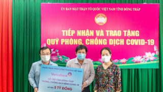 VietinBank hỗ trợ tỉnh Đồng Tháp 5 tỷ đồng phòng, chống dịch COVID-19