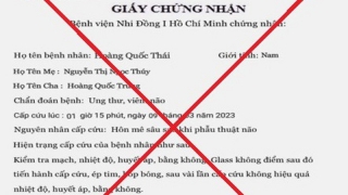 TP. HCM: Phát hiện Giấy chứng nhận giả của Bệnh viện Nhi Đồng 1 kêu gọi quyên góp ủng hộ tiền điều trị