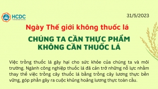 Ngày Thế giới không thuốc lá 31/5/2023: Chúng ta cần thực phẩm, không cần thuốc lá