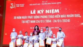 Bộ Y tế tổ chức lễ Kỷ niệm 30 năm Ngày phát động Phong trào hiến máu nhân đạo tại Việt Nam (ngày 24/1/1994 - 24/1/2024)