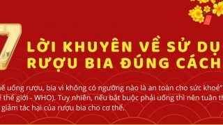 Infographics: 7 lời khuyên về sử dụng rượu bia đúng cách trong dịp Tết