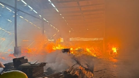 Bình Định: Khống chế và dập tắt đám cháy tại Công ty TNHH Sản xuất Thương mại Hữu Thịnh