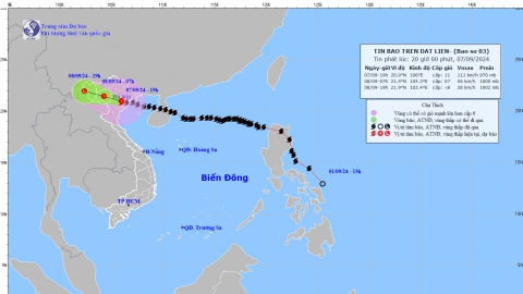 Khẩn cấp: Tâm bão trên đất liền khu vực đồng bằng Bắc Bộ cấp 10, 11, giật cấp 14