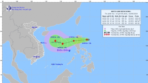 Cập nhật tình hình áp thấp nhiệt đới ngoài Biển Đông