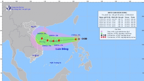 Cập nhật tình hình áp thấp nhiệt đới tính đến 7h sáng ngày 17/9