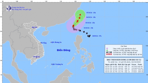 Tin bão gần Biển Đông - Cơn bão số 5 (Krathon)