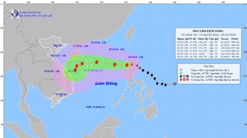 Cập nhật tình hình cơn bão TRAMI đến 13h chiều nay ngày 24/10