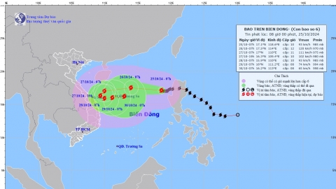 Cập nhật tình hình cơn bão TRAMI tính đến 7h sáng ngày 25/10