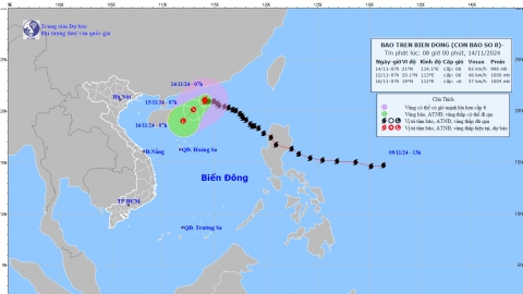 Cập nhật tình hình cơn bão số 8 (TORAJI) tính đến 7h sáng ngày 14/11
