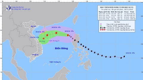 Cập nhật tình hình cơn bão số 9 (MAN-YI) tính đến 7h sáng ngày 18/11