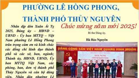 UBND phường Lê Hồng Phong, TP. Thuỷ Nguyên, TP. Hải Phòng chúc mừng năm mới!