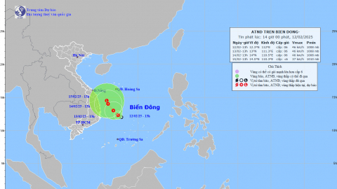 Cập nhật tình hình áp thấp nhiệt đới tính đến 13h chiều ngày 12/2