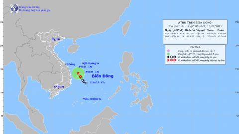 Cập nhật tình hình áp thấp nhiệt đới tính đến 13h chiều ngày 13/2