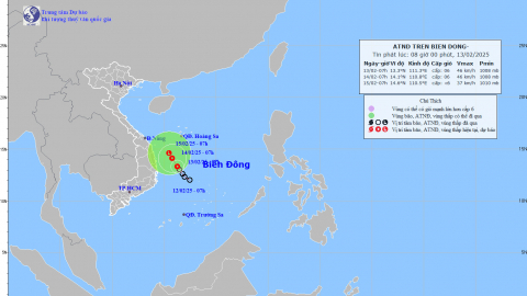 Cập nhật tình hình áp thấp nhiệt đới tính đến 7h sáng ngày 13/2