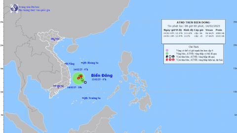 Cập nhật tình hình áp thấp nhiệt đới tính đến 7h sáng ngày 14/2