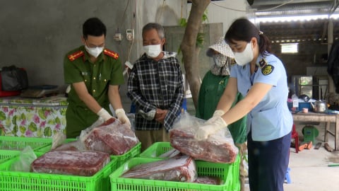 Hà Nam: Tiêu hủy trên 1,2 tấn thực phẩm đông lạnh không rõ nguồn gốc, xuất xứ