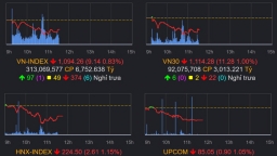 VN-Index tiếp tục giảm hơn 15 điểm, về mốc 1.087 điểm