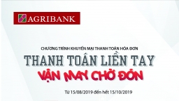 Agribank bung khuyến mại “Thanh toán liền tay – Vận may chờ đón”