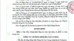 Công ty Cổ phần Sông Đà Cao Cường chào bán 1,5 triệu cổ phiếu