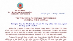 Bộ trưởng gửi thư chúc mừng 78 năm Ngày Truyền thống ngành Tài chính