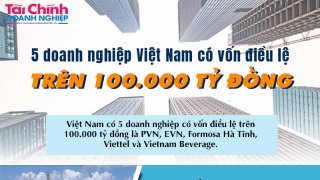 5 doanh nghiệp 'khủng' có vốn điều lệ trên 100.000 tỷ đồng