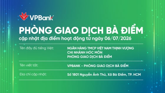 
VPBank Bà Điểm cập nhật địa chỉ giao dịch theo tên đường mới
