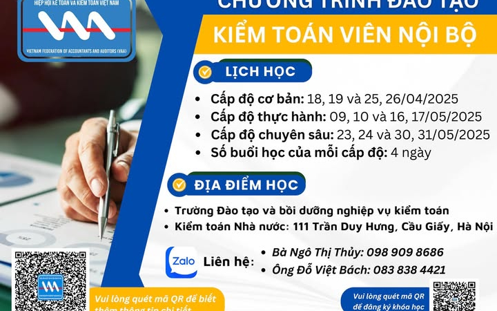 VAA sắp khai giảng khoá đào tạo kiểm toán viên nội bộ