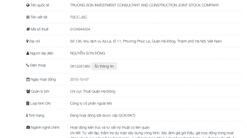 Công ty Tư vấn Đầu tư và Xây dựng Trường Sơn: Tỷ lệ trúng thầu gần như tuyệt đối