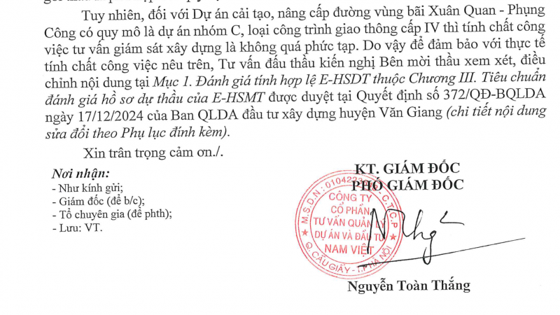 Ban quản lý Văn Giang: Thiết kế tiêu chí thầu cho...người quen?