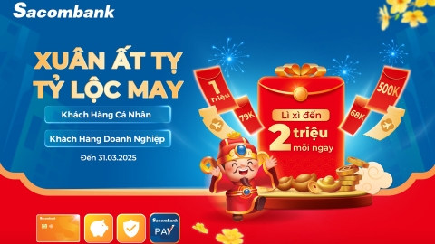 Khai xuân mới 2025, Sacombank trao 'tỷ lộc may' tri ân khách hàng