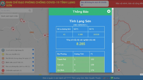 Lạng Sơn ra mắt bản đồ dịch tễ Covid-19