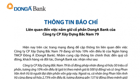 Ngân hàng Đông Á thông báo về sở hữu của ông Vũ 'nhôm'