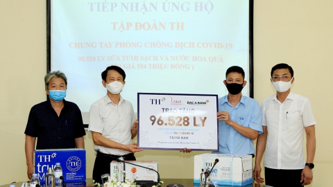 Chung tay chống dịch COVID-19, Tập đoàn TH tặng Hà Nam và Vĩnh Phúc hơn 145.000 sản phẩm đồ uống