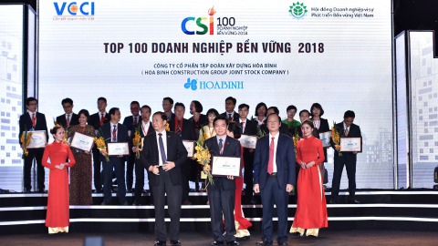 Hòa Bình nhận giải thưởng doanh nghiệp bền vững năm 2018