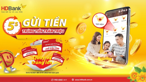 5 giây gửi tiết kiệm online, cơ hội trúng thưởng lớn