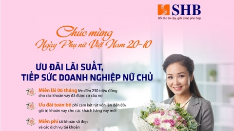 SHB tiếp tục ưu đãi lãi suất vay, nâng bước doanh nghiệp nữ chủ