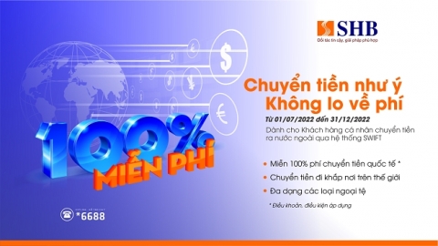 Miễn phí chuyển tiền quốc tế cùng SHB