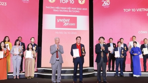 Vietjet được vinh danh 'Thương hiệu mạnh – Tăng trưởng ấn tượng 2023'