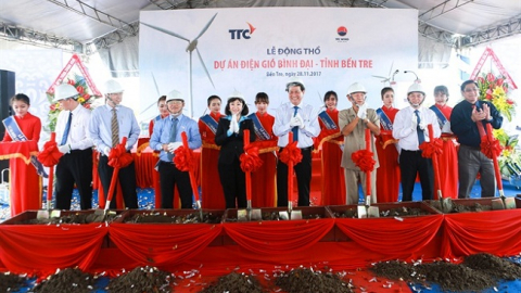Tập đoàn Thành Thành Công khởi công dự án điện gió 1.500 tỷ đồng ở Bến Tre