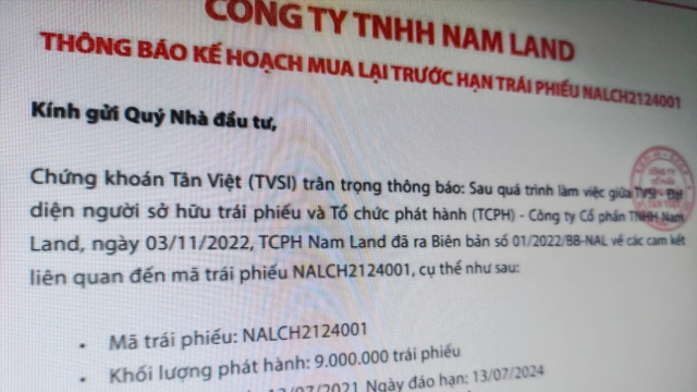 Nam Land và Gotec Land chi 1.500 tỷ mua trái phiếu trước hạn