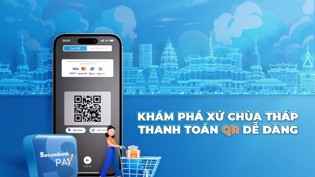 Sacombank kết nối thanh toán bằng mã QR xuyên biên giới tại Campuchia