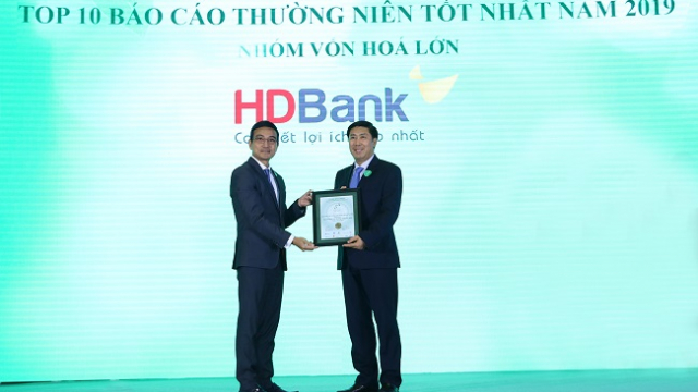 HDBank nhận giải thưởng Báo cáo thường niên tốt nhất 2019