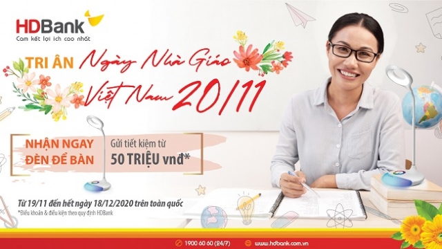 HDBank dành hơn 1,5 tỷ ưu đãi tri ân dịp 20/11