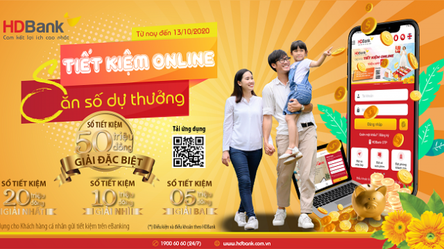 Gửi tiết kiệm online tại HDBank, săn giải thưởng 50 triệu