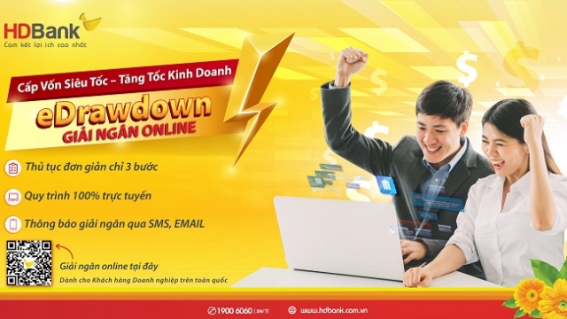 Giải ngân 100% online, tiền về ngay tài khoản doanh nghiệp tại HDBank