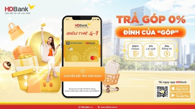 Chuyển đổi trả góp 0% dành riêng cho chủ thẻ tín dụng HDBank